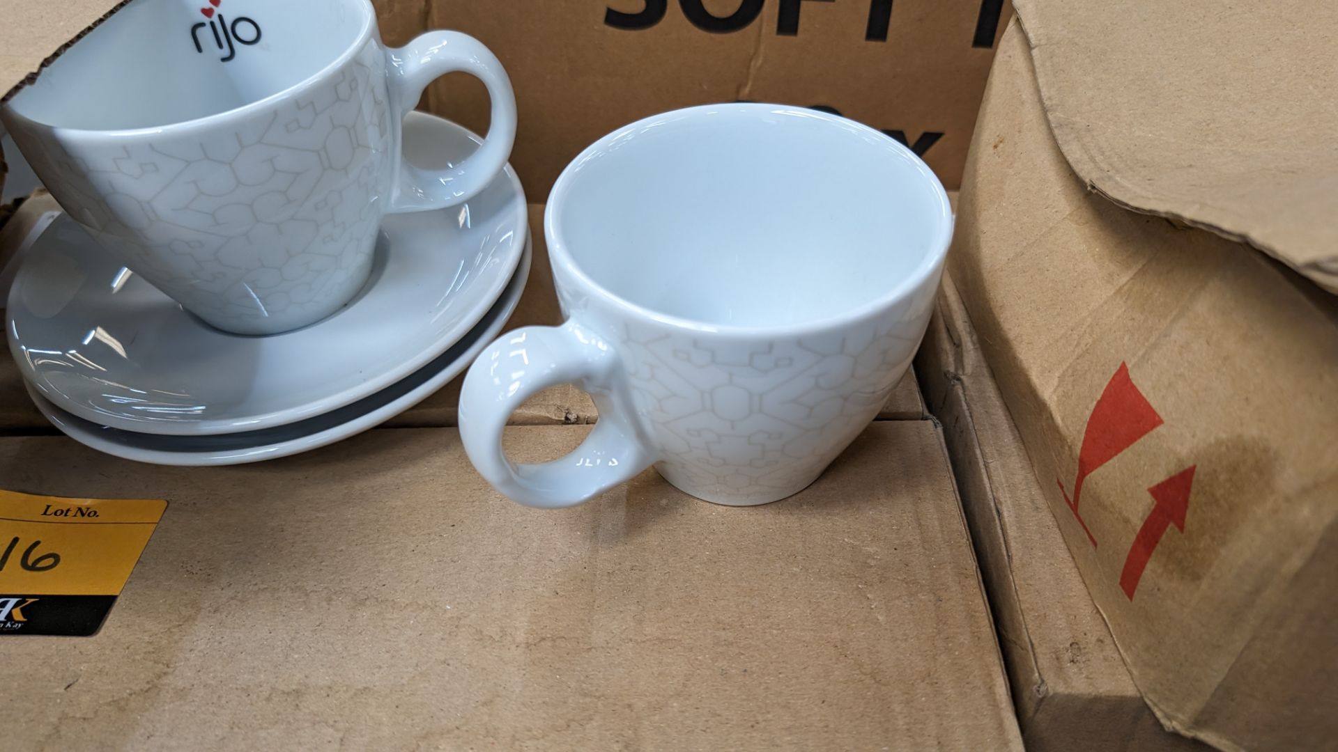 Quantity of Rijo and other cups and saucers in a total of 4 cardboard boxes - Image 5 of 9