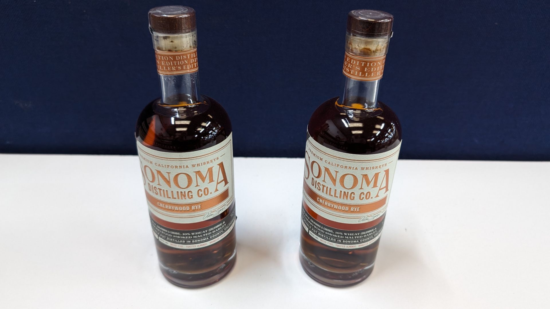 2 off 700ml bottles of Sonoma Cherrywood Rye Whiskey. 47.8% alc/vol (95.6 proof). Distilled and bo