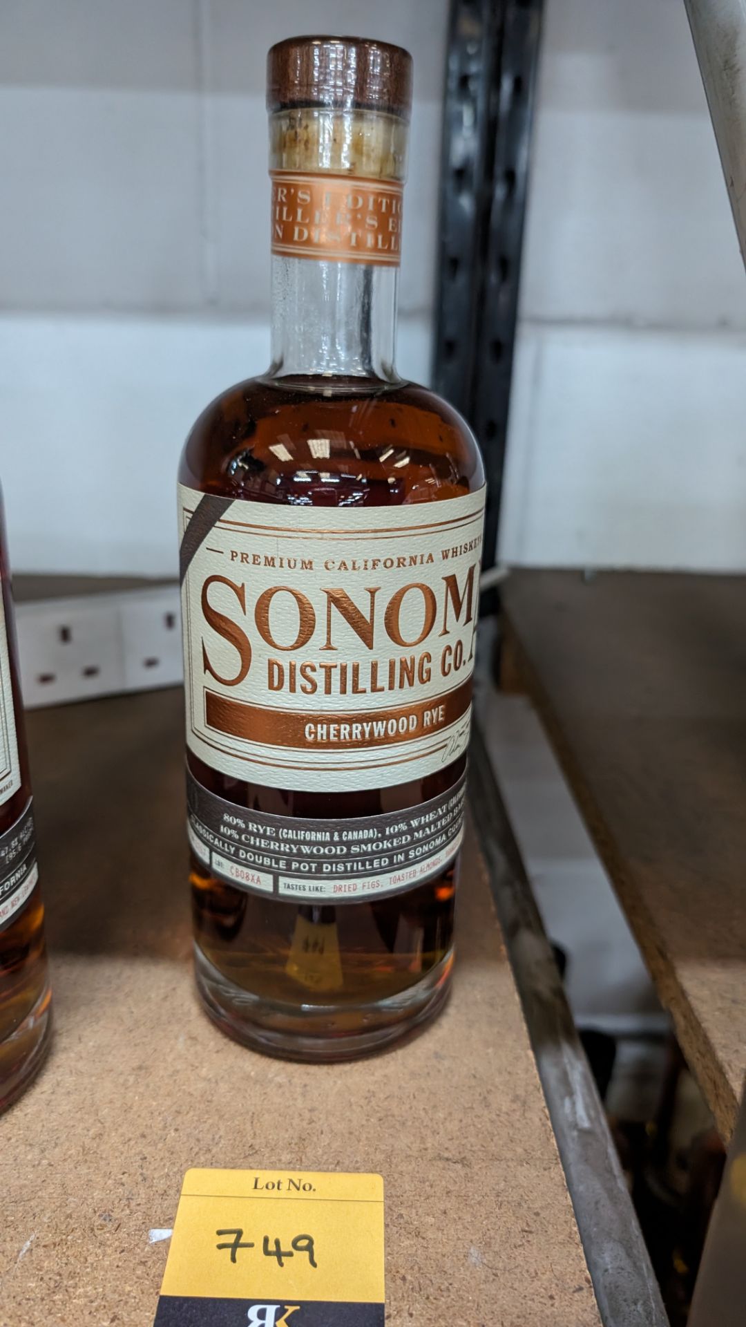 1 off 700ml bottle of Sonoma Cherrywood Rye Whiskey. 47.8% alc/vol (95.6 proof). Distilled and bot