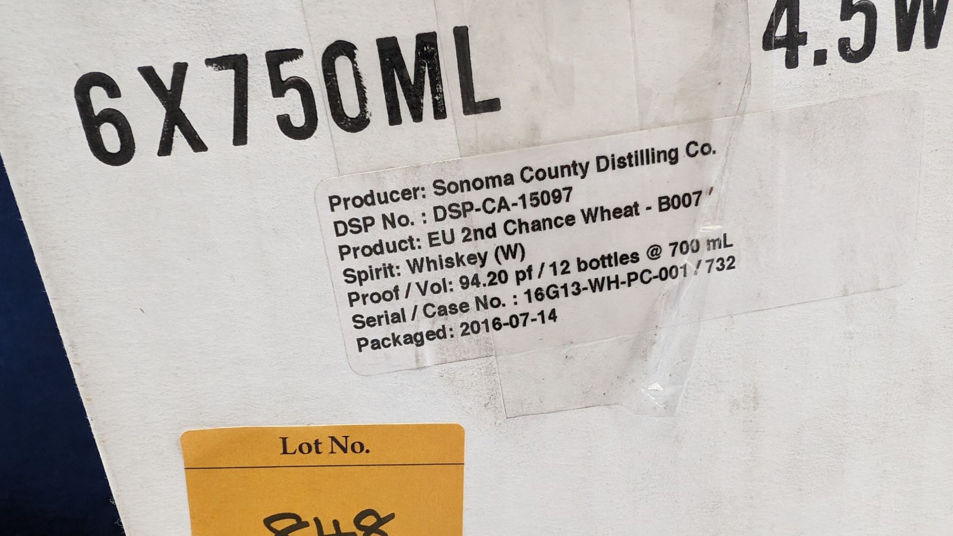 6 off 700ml bottles of Sonoma County 2nd Chance Wheat Double Alembic Pot Distilled Whiskey. In white - Image 7 of 8