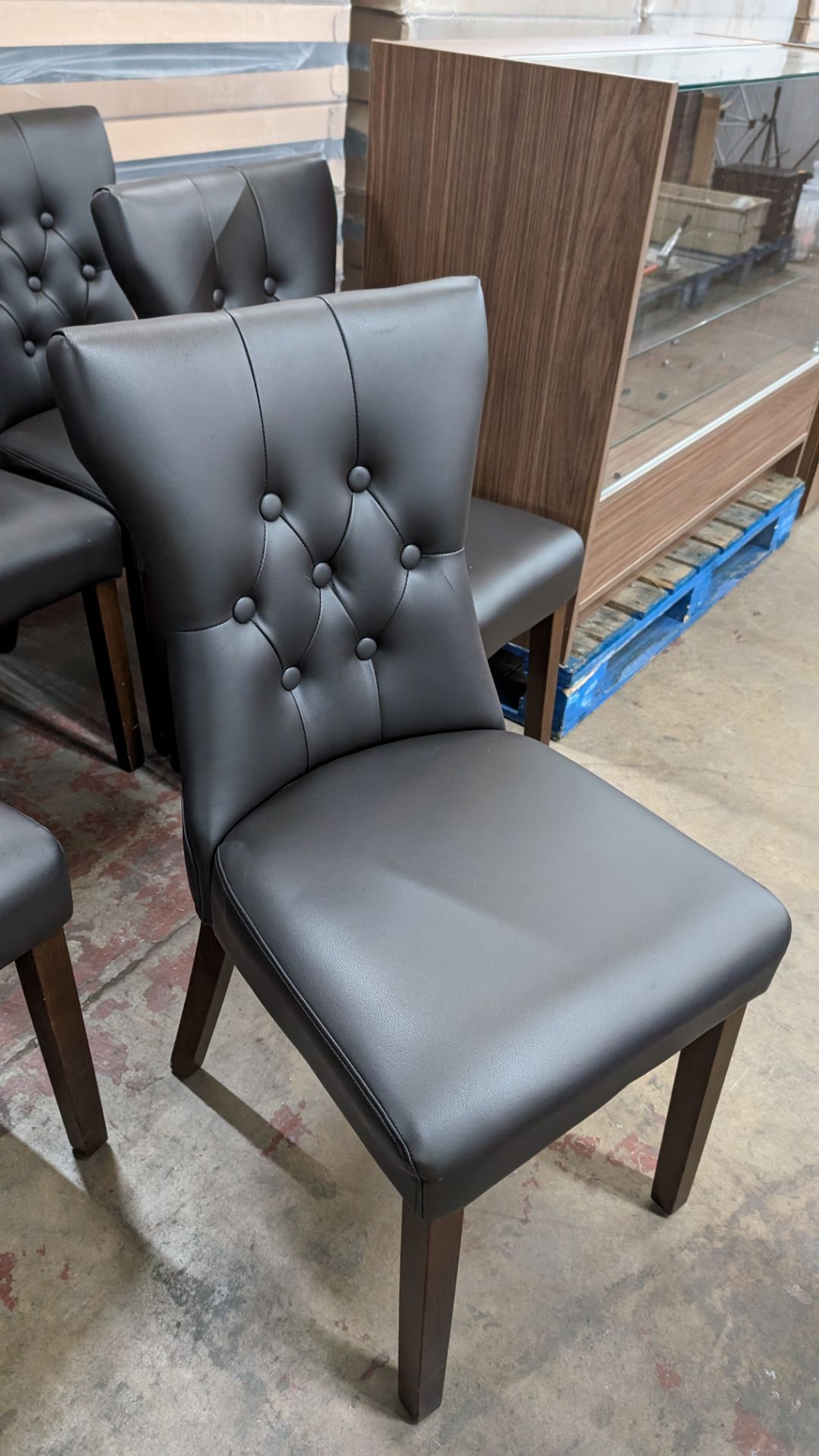 8 off matching pleather dark brown dining chairs - Image 7 of 7