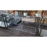 Stainless steel table with upstand at rear, max dimensions: 920mm x 600mm x 1300mm
