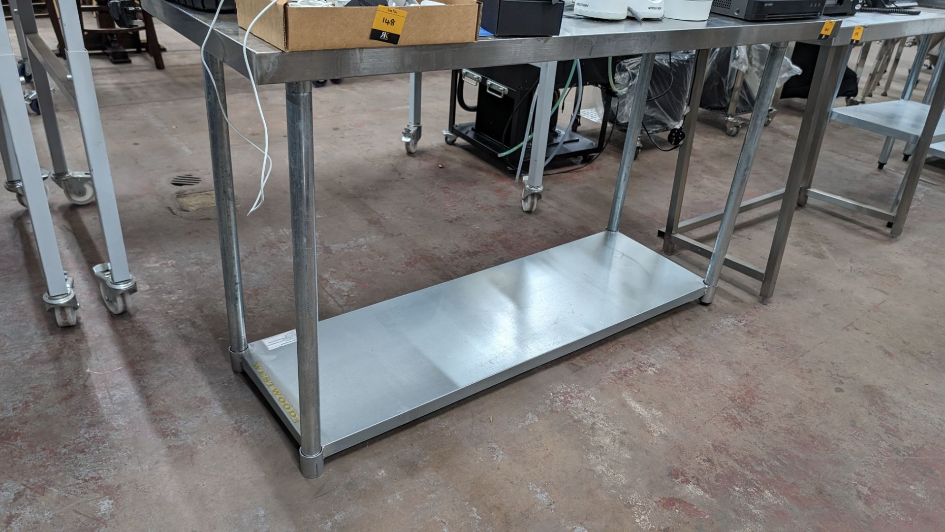 Stainless steel twin tier table, max dimensions: 890mm x 610mm x 1530mm - Image 3 of 3