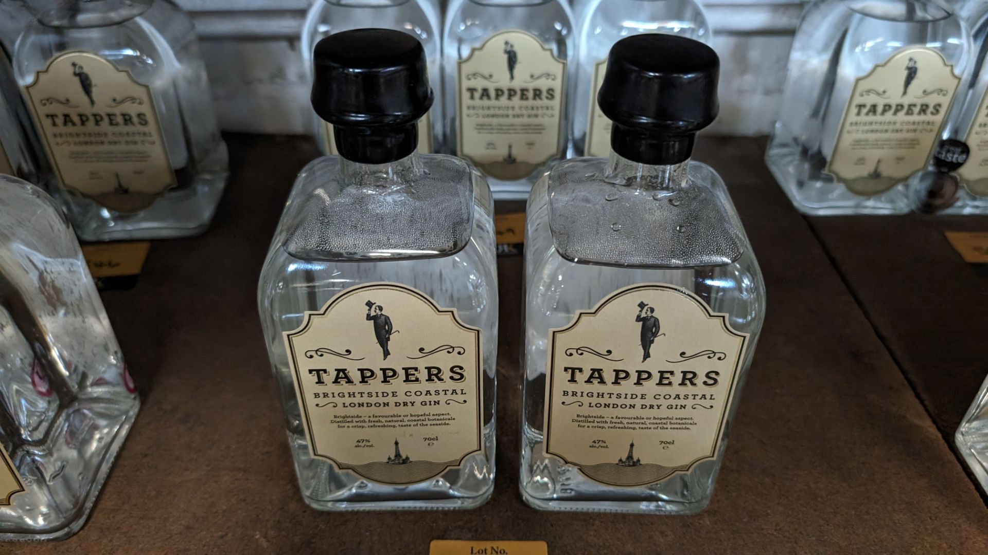 2 off 700ml bottles of Tappers 47% ABV Brightside Coastal London Dry Gin. Individually numbered bot