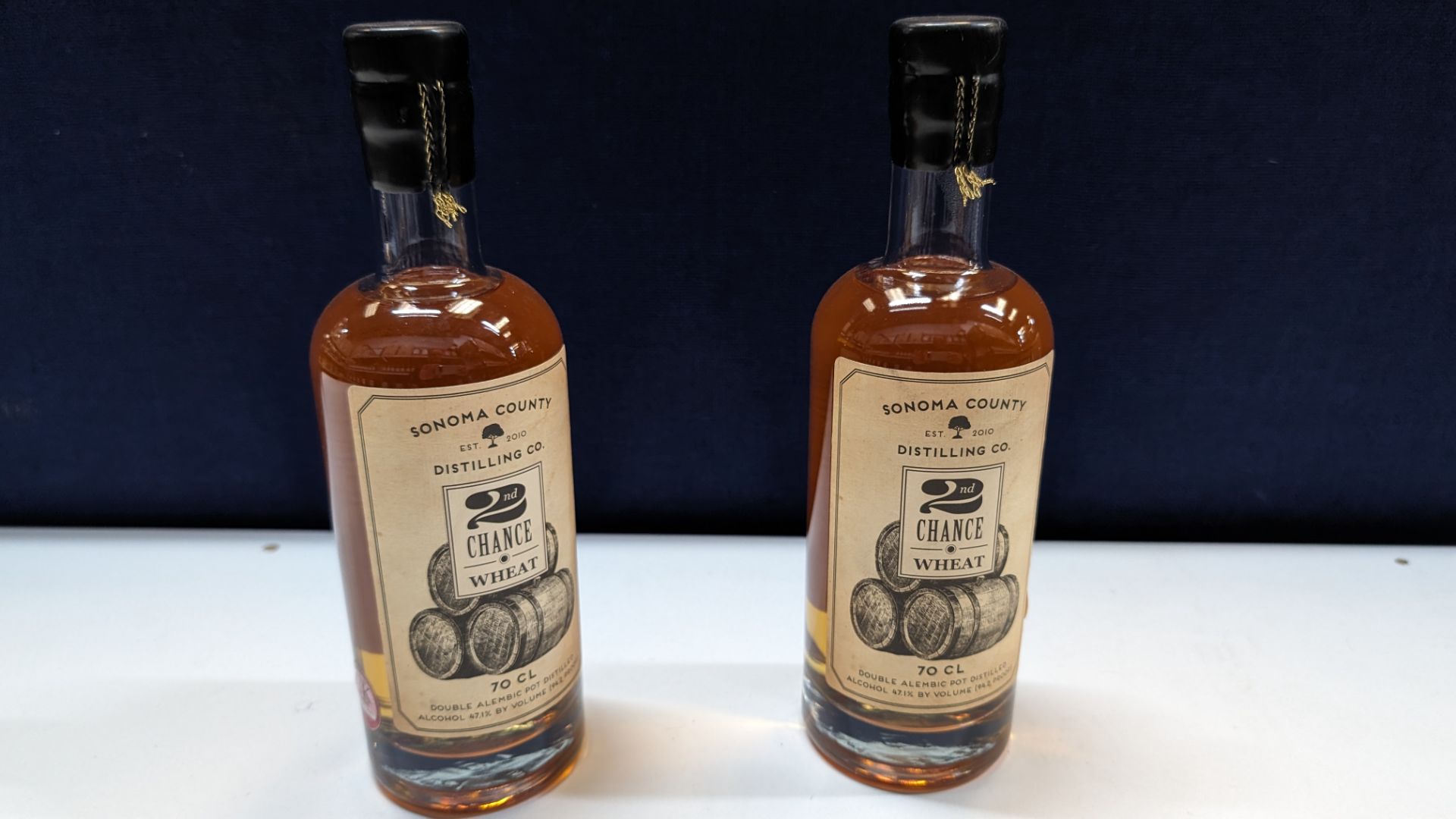 2 off 700ml bottles of Sonoma County 2nd Chance Wheat Double Alembic Pot Distilled Whiskey. 47.1% a