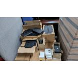The contents of a pallet of assorted packaging materials primarily comprising flatpack black boxes b