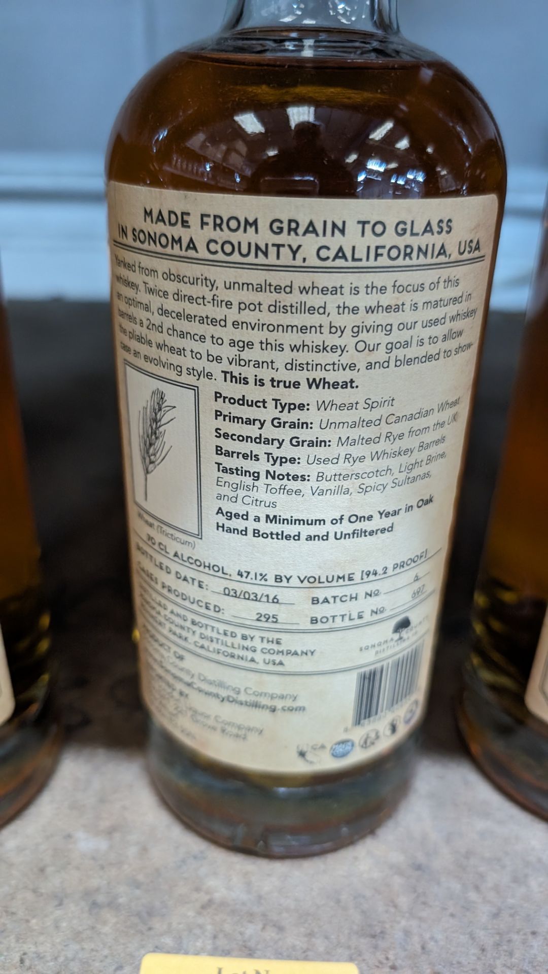 1 off 700ml bottle of Sonoma County 2nd Chance Wheat Double Alembic Pot Distilled Whiskey. 47.1% al - Image 4 of 5