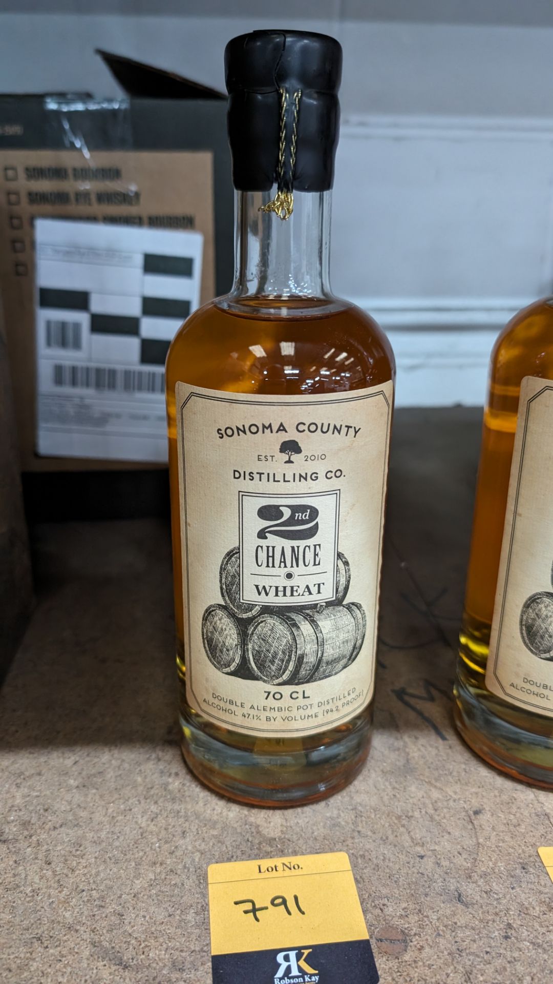 1 off 700ml bottle of Sonoma County 2nd Chance Wheat Double Alembic Pot Distilled Whiskey. 47.1% al