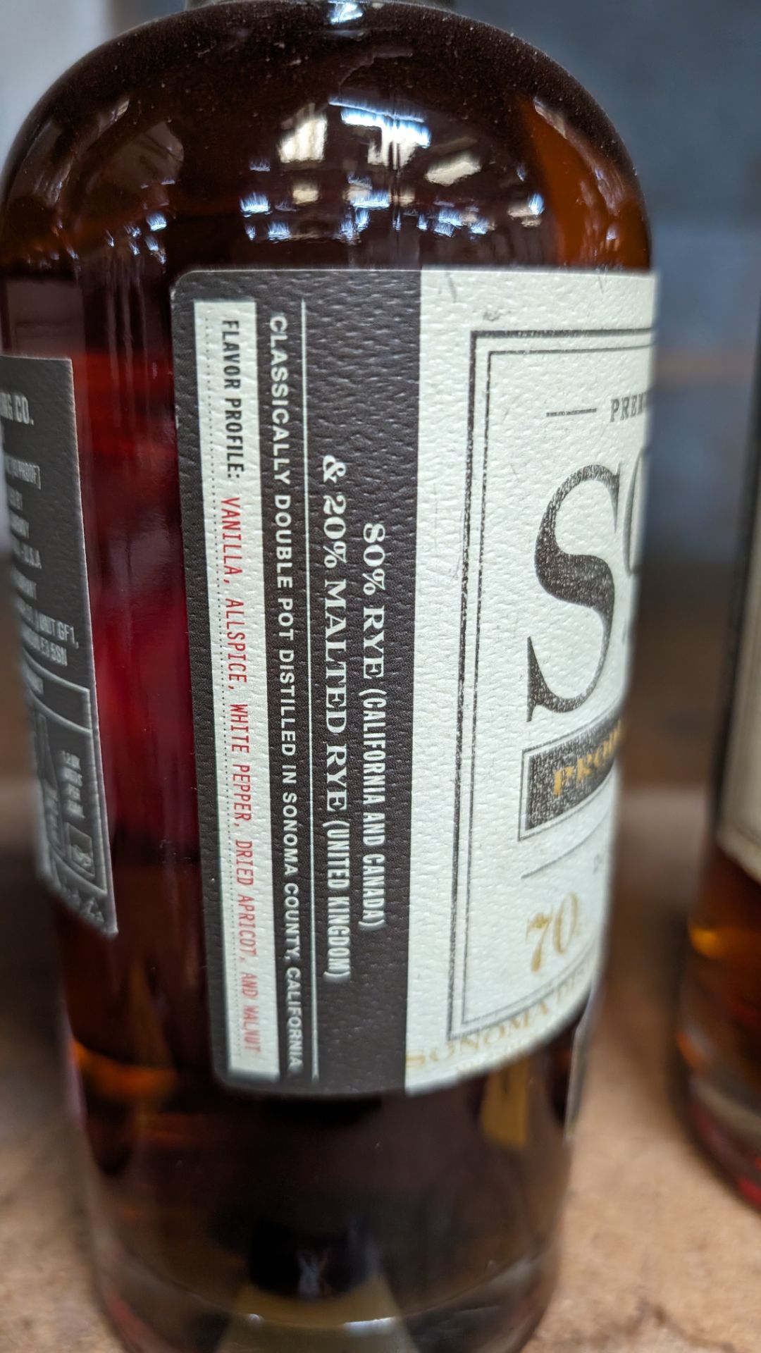 1 off 700ml bottle of Sonoma Rye Whiskey. 46.5% alc/vol (93 proof). Distilled and bottled in Sonom - Bild 3 aus 5