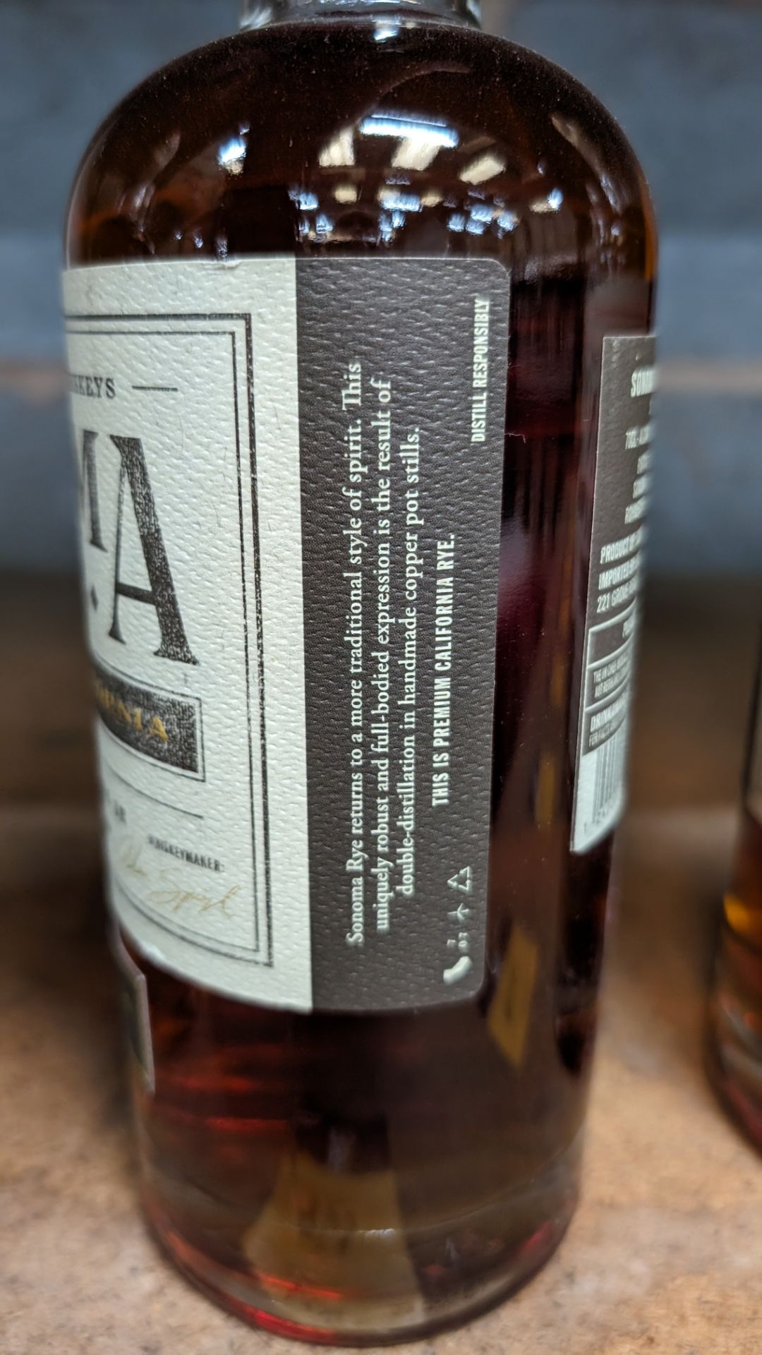 1 off 700ml bottle of Sonoma Rye Whiskey. 46.5% alc/vol (93 proof). Distilled and bottled in Sonom - Image 5 of 5