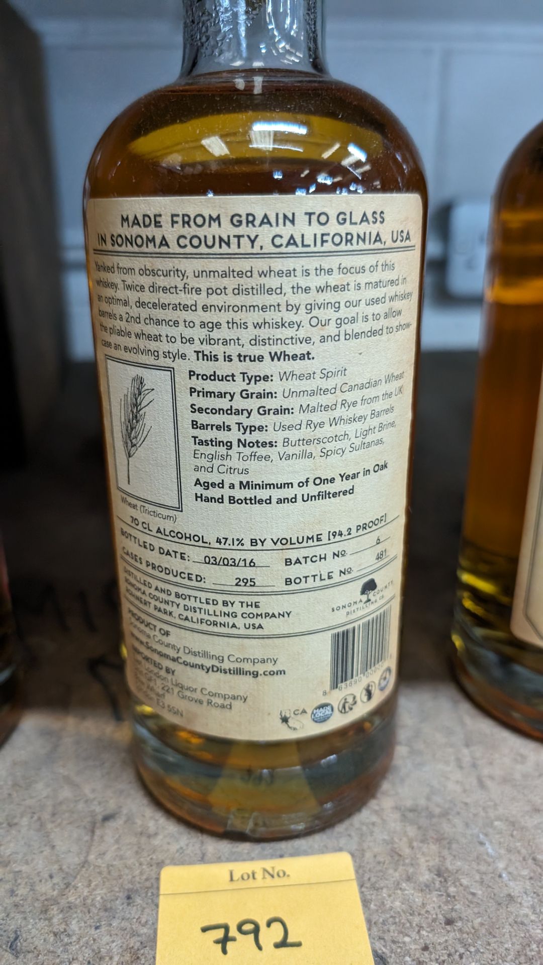 1 off 700ml bottle of Sonoma County 2nd Chance Wheat Double Alembic Pot Distilled Whiskey. 47.1% al - Image 4 of 5