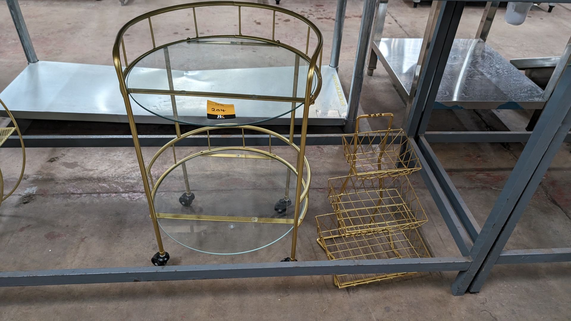 Mixed lot comprising gilt trolley plus multi-tier display stand - Image 2 of 5