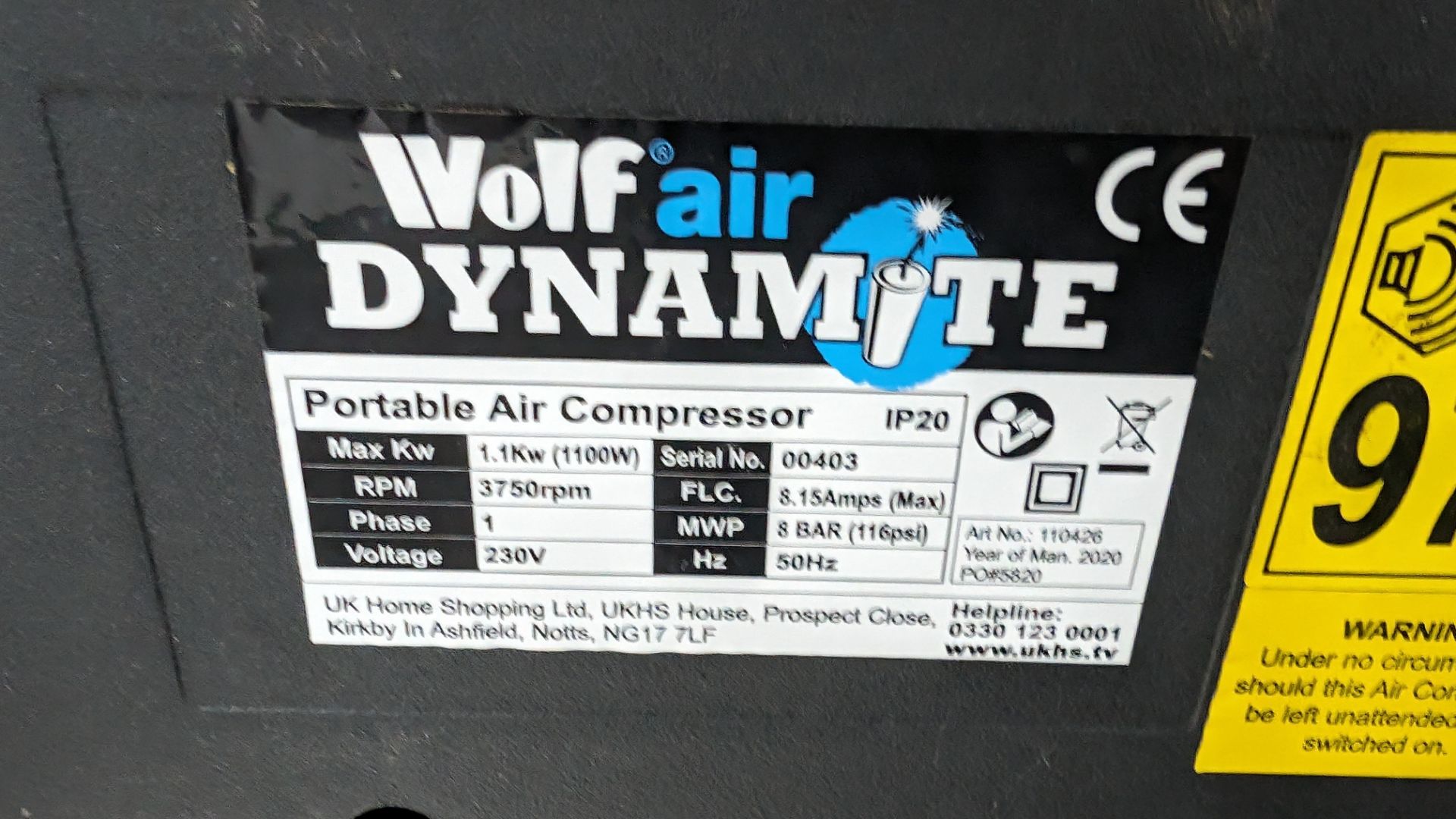 Wolf Air Dynamite compressor system - Image 5 of 8