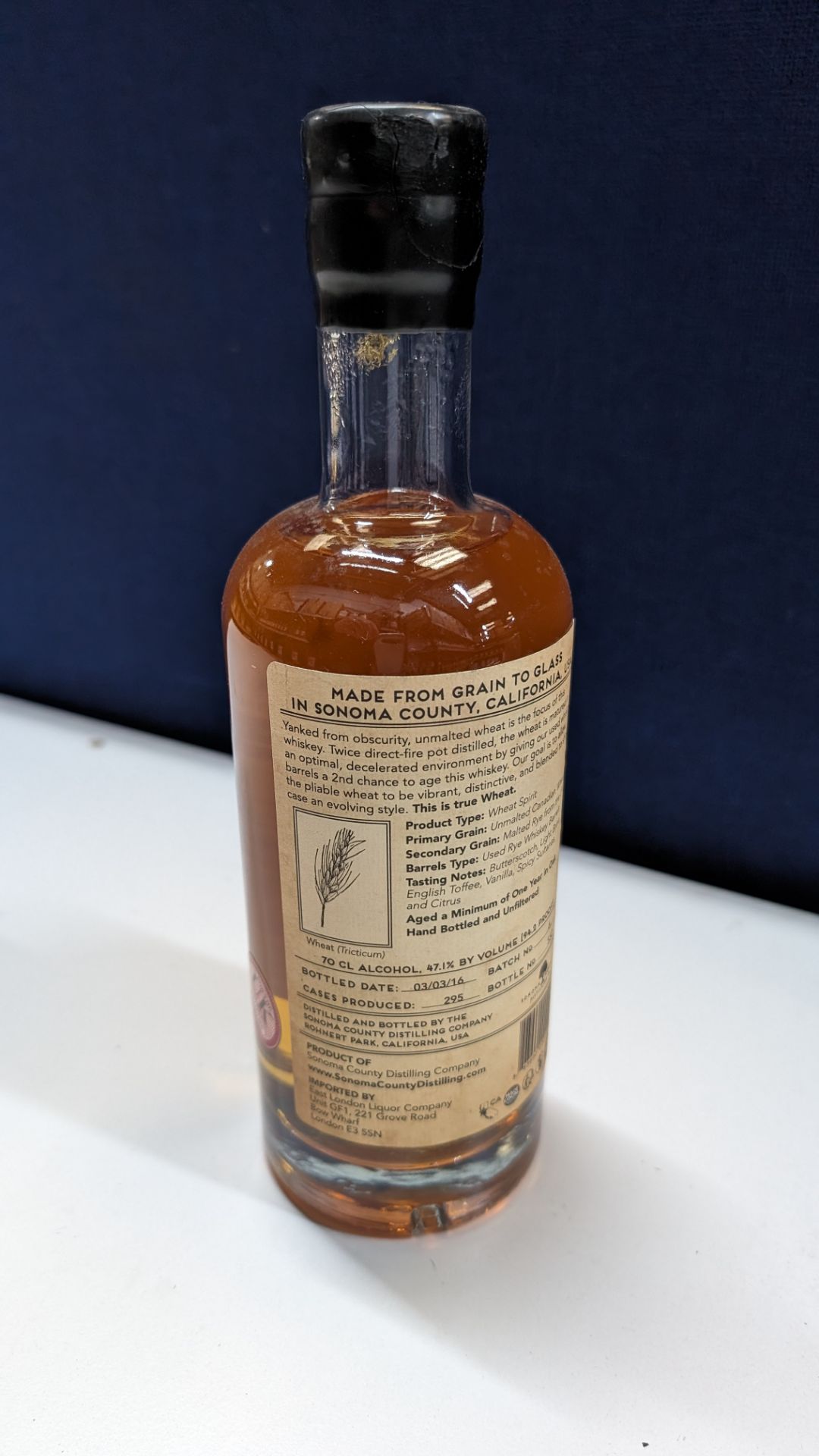 1 off 700ml bottle of Sonoma County 2nd Chance Wheat Double Alembic Pot Distilled Whiskey. 47.1% al - Image 3 of 6