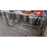 Stainless steel table with upstand at rear, max dimensions: 920mm x 600mm x 1800mm