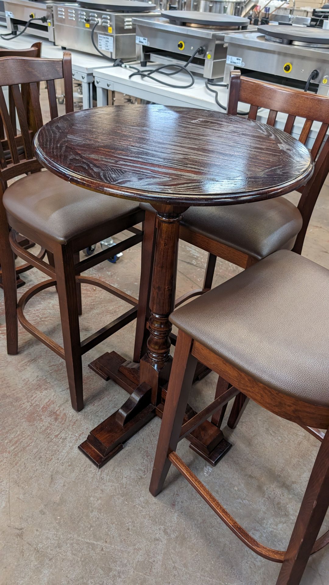 3 off tall single pedestal round bar tables (two different finishes) - Image 3 of 5