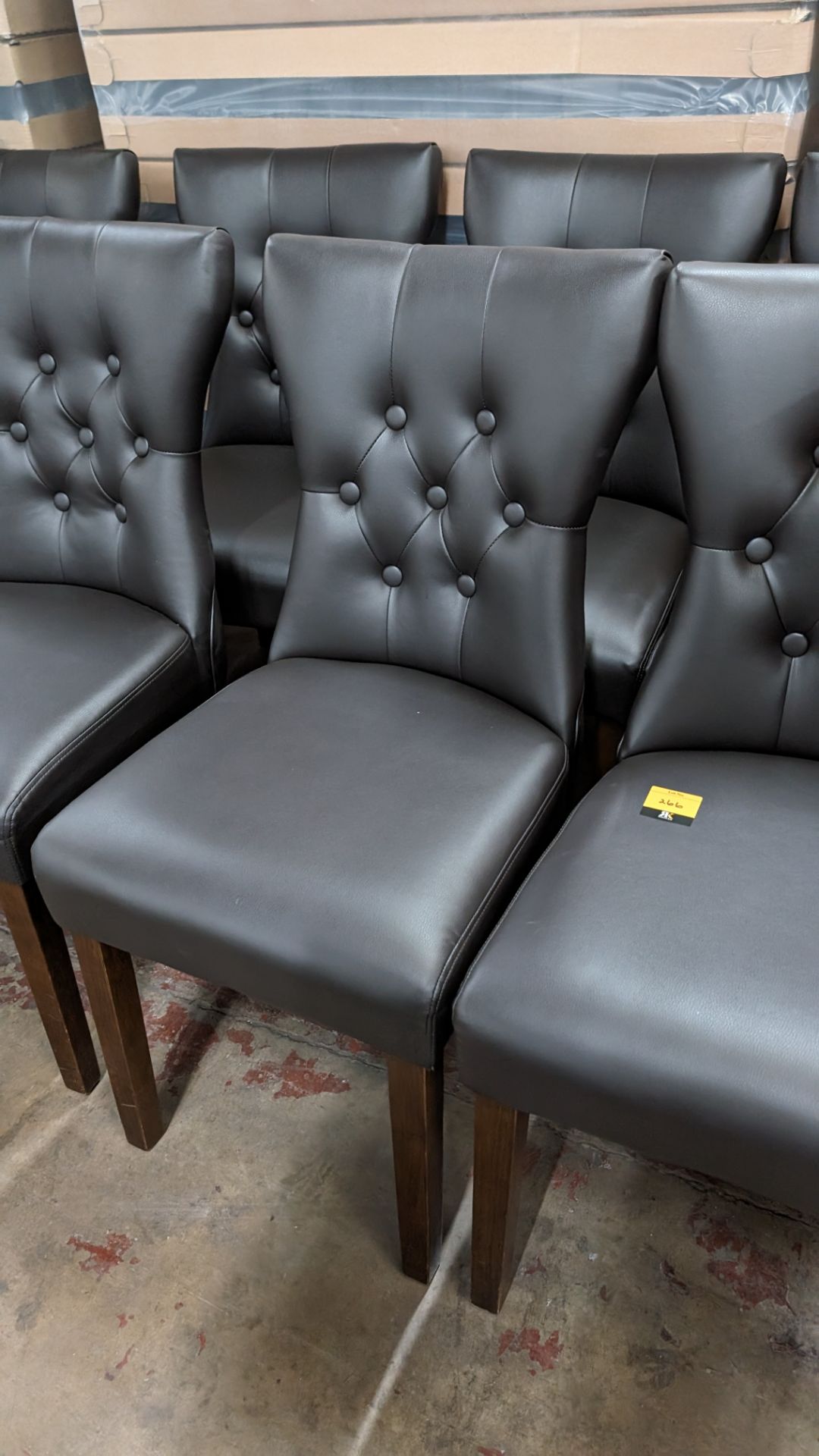8 off matching pleather dark brown dining chairs - Image 4 of 7