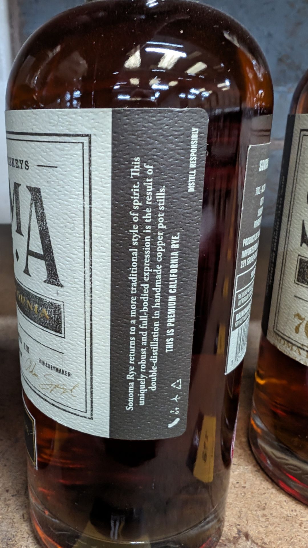 1 off 700ml bottle of Sonoma Rye Whiskey. 46.5% alc/vol (93 proof). Distilled and bottled in Sonom - Bild 5 aus 5