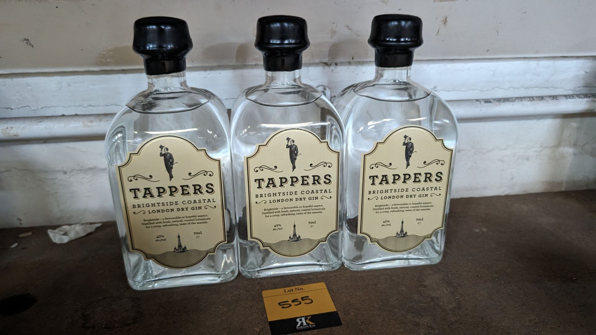 3 off 700ml bottles of Tappers 47% ABV Brightside Coastal London Dry Gin. Individually numbered bot - Image 2 of 4
