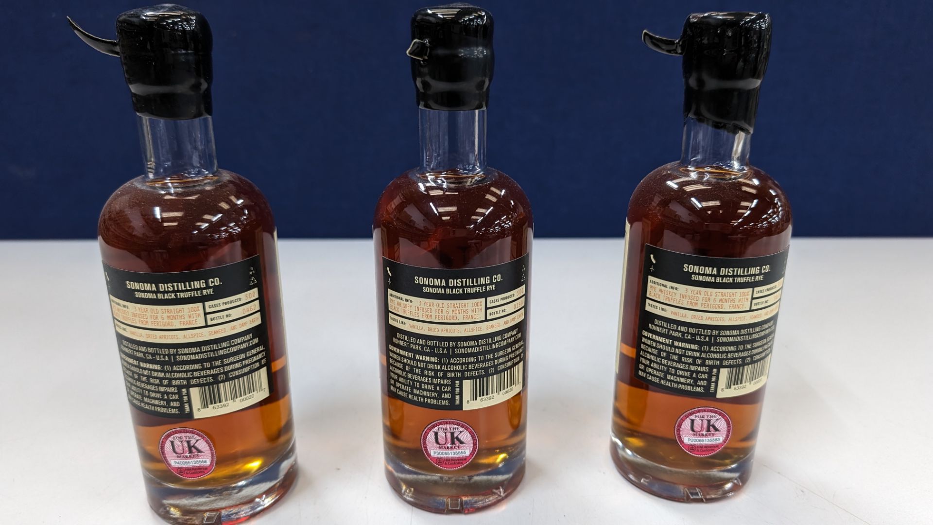 3 off 375ml bottles of Sonoma Black Truffle Rye Whiskey. 50% alc/vol (100 proof). Straight rye whi - Image 4 of 8