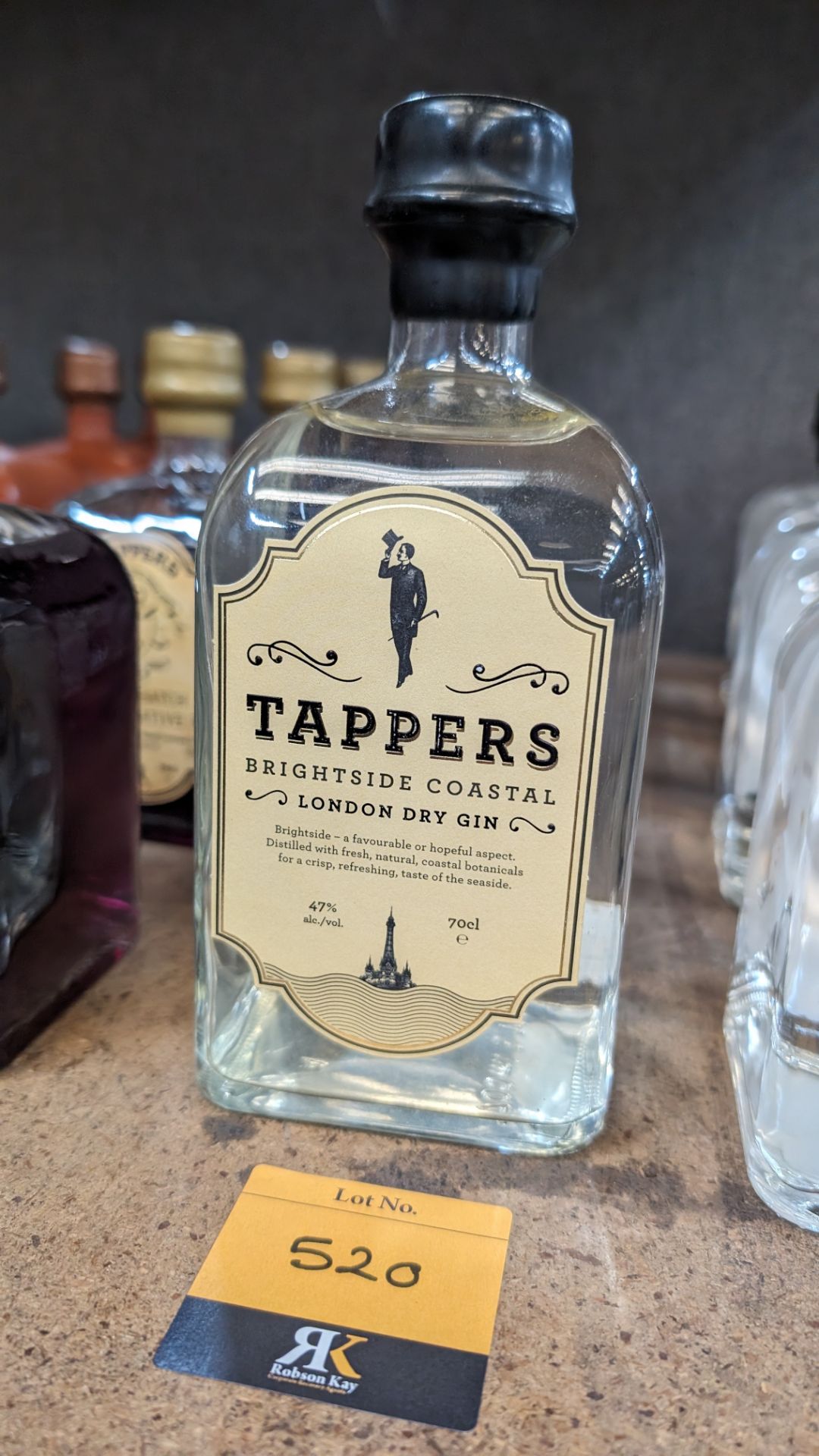1 off 700ml bottle of Tappers 47% ABV Brightside Coastal London Dry Gin. NB: no label on the bottl - Image 3 of 3