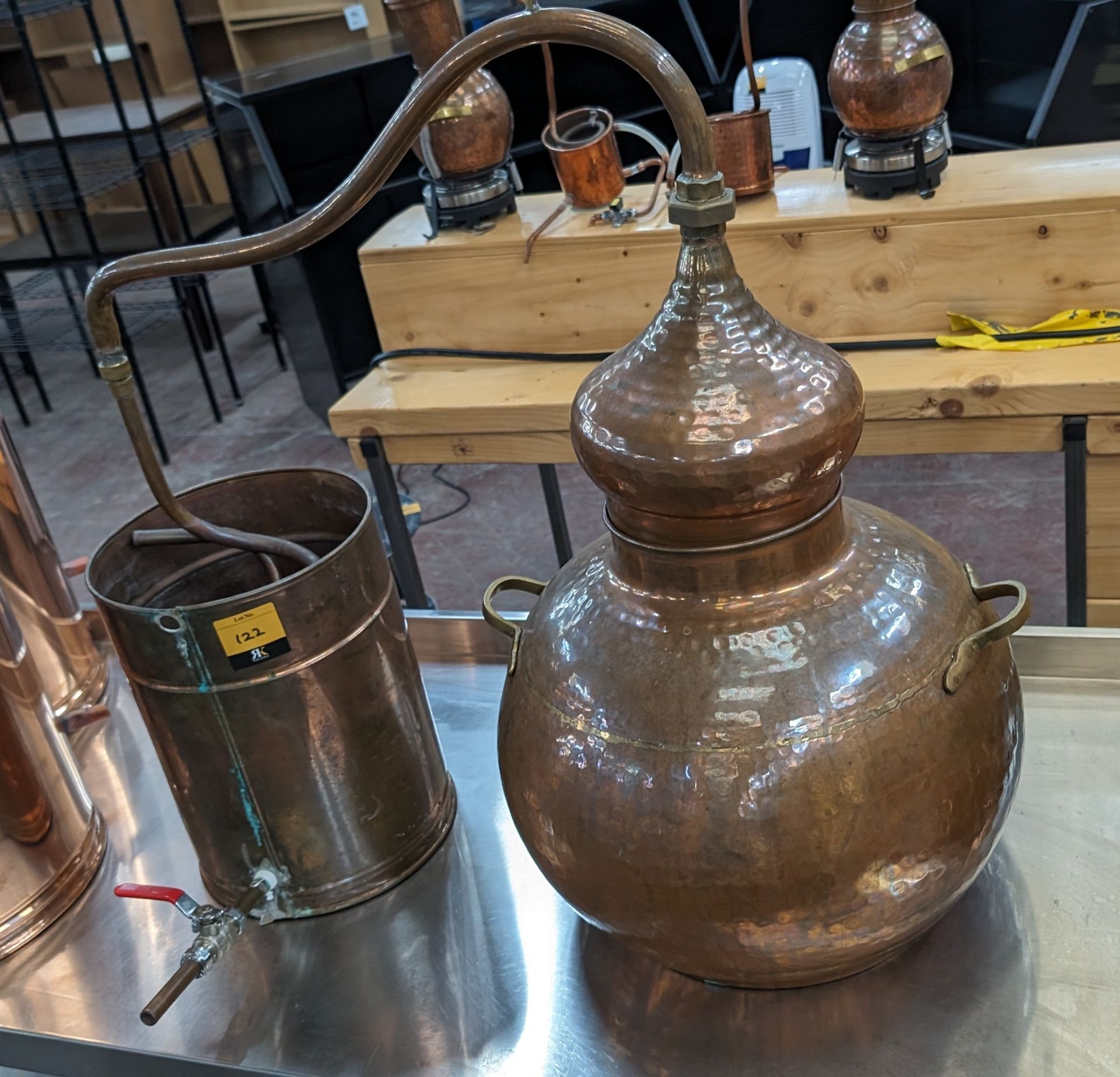 Copper Still with pipework and condenser