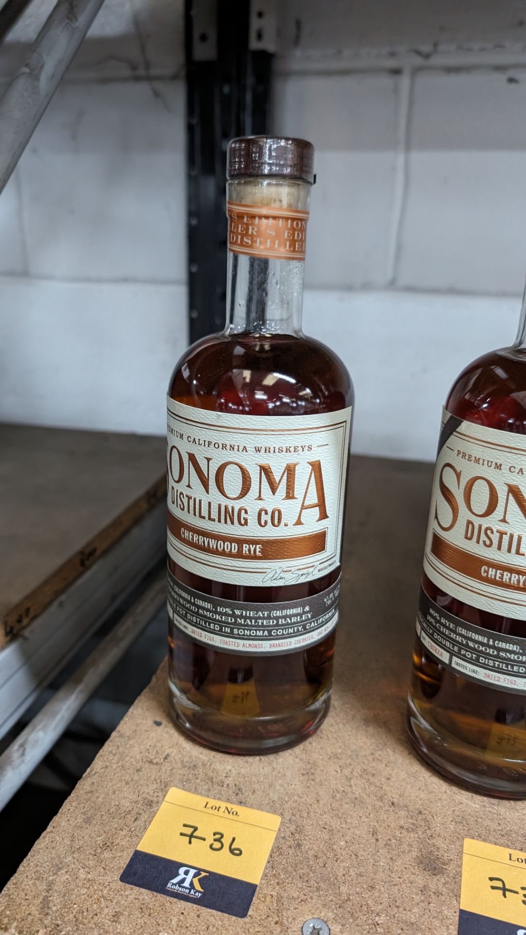 1 off 700ml bottle of Sonoma Cherrywood Rye Whiskey. 47.8% alc/vol (95.6 proof). Distilled and bot