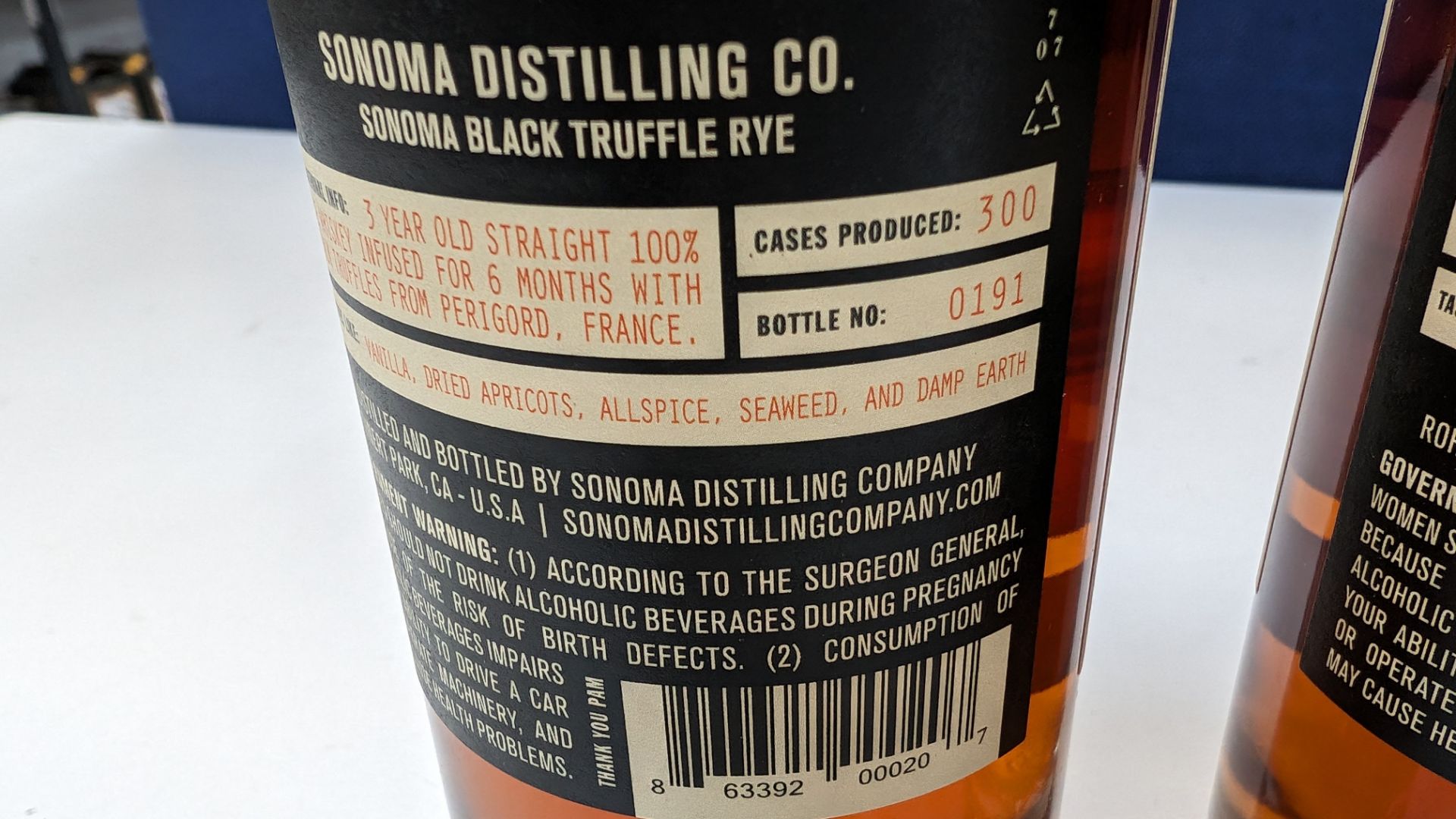 3 off 375ml bottles of Sonoma Black Truffle Rye Whiskey. 50% alc/vol (100 proof). Straight rye whi - Image 5 of 8