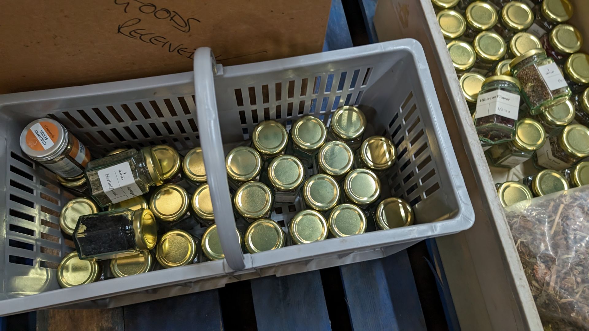 The contents of a pallet of assorted herbs, spices, aromats and more, including all the small glass - Image 9 of 11