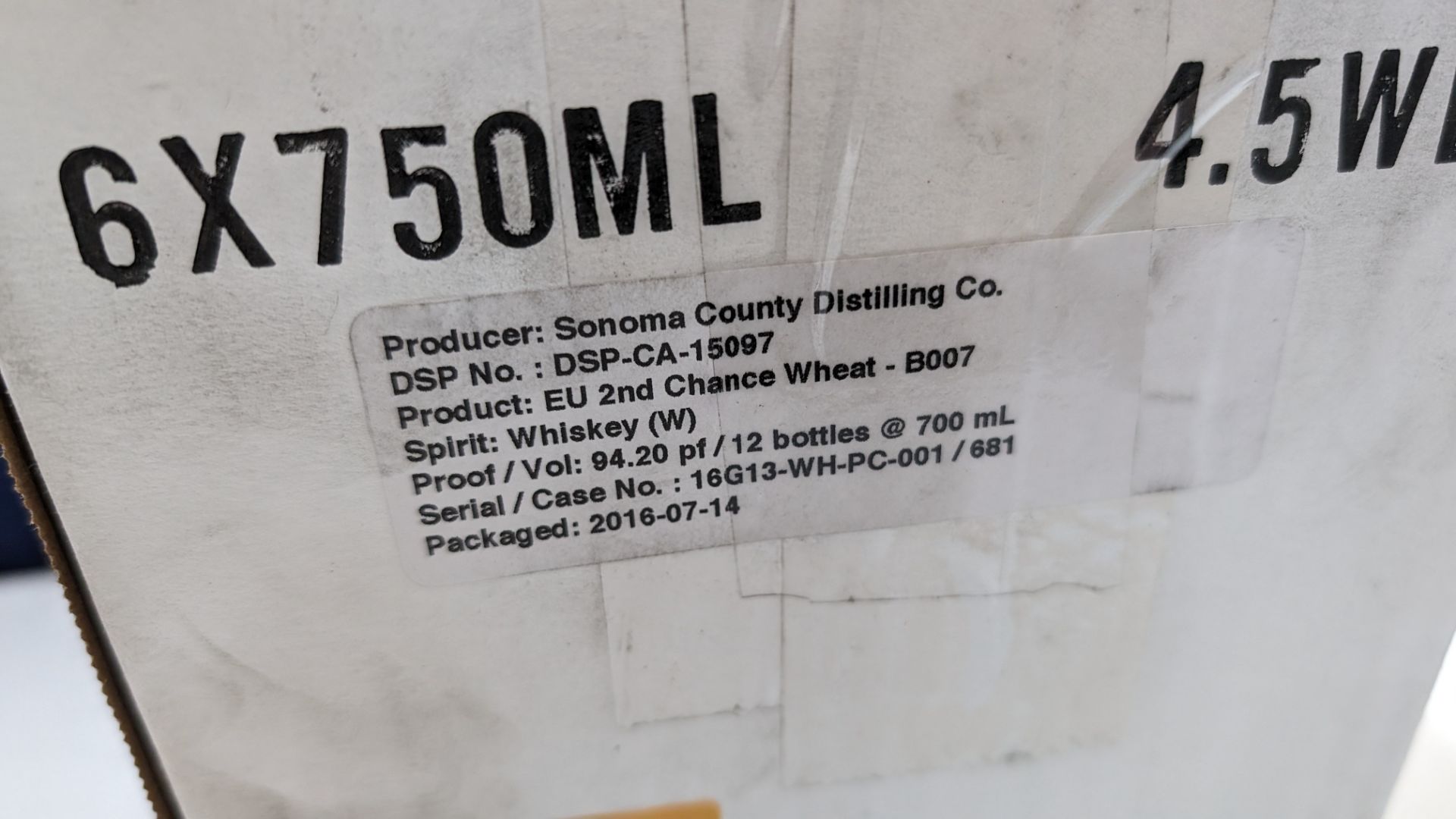 6 off 700ml bottles of Sonoma County 2nd Chance Wheat Double Alembic Pot Distilled Whiskey. In white - Bild 7 aus 8