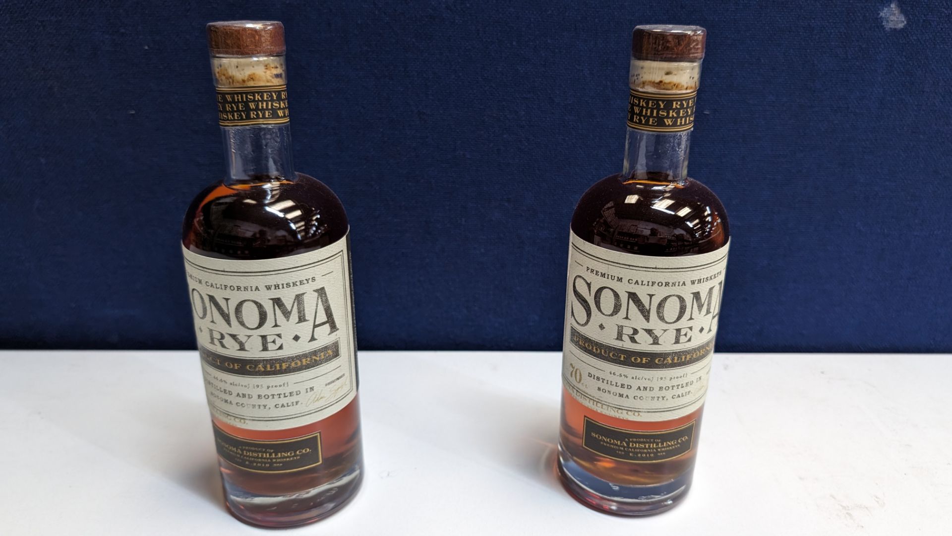 2 off 700ml bottles of Sonoma Rye Whiskey. 46.5% alc/vol (93 proof). Distilled and bottled in Sono