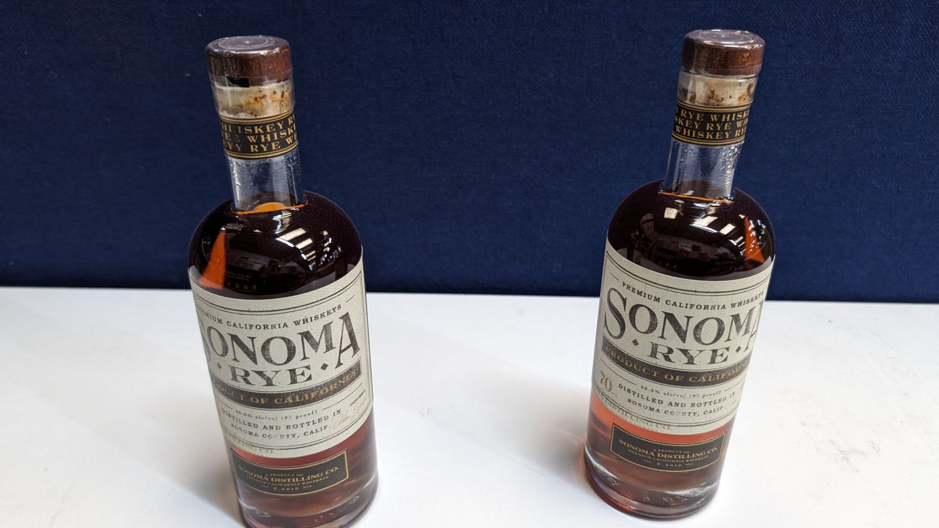2 off 700ml bottles of Sonoma Rye Whiskey. 46.5% alc/vol (93 proof). Distilled and bottled in Sono