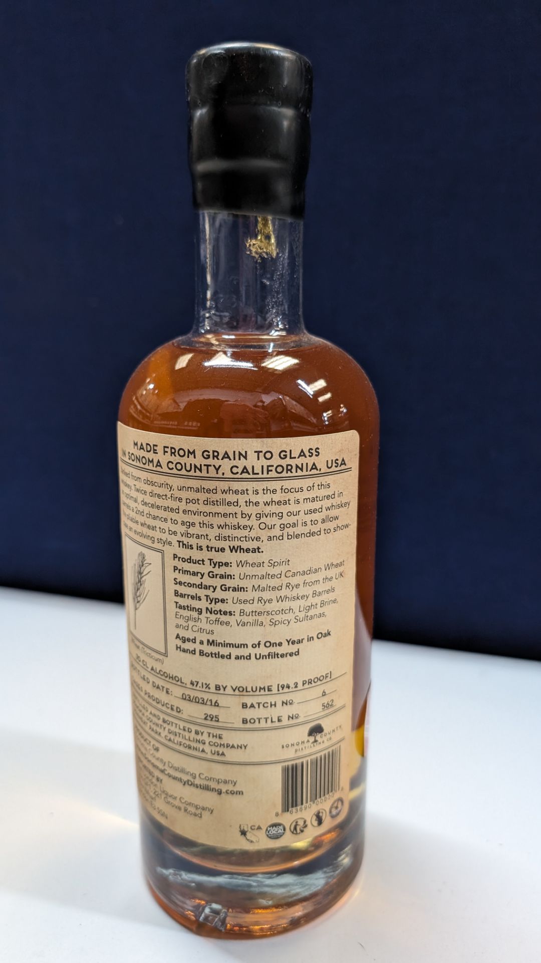 1 off 700ml bottle of Sonoma County 2nd Chance Wheat Double Alembic Pot Distilled Whiskey. 47.1% al - Image 4 of 6