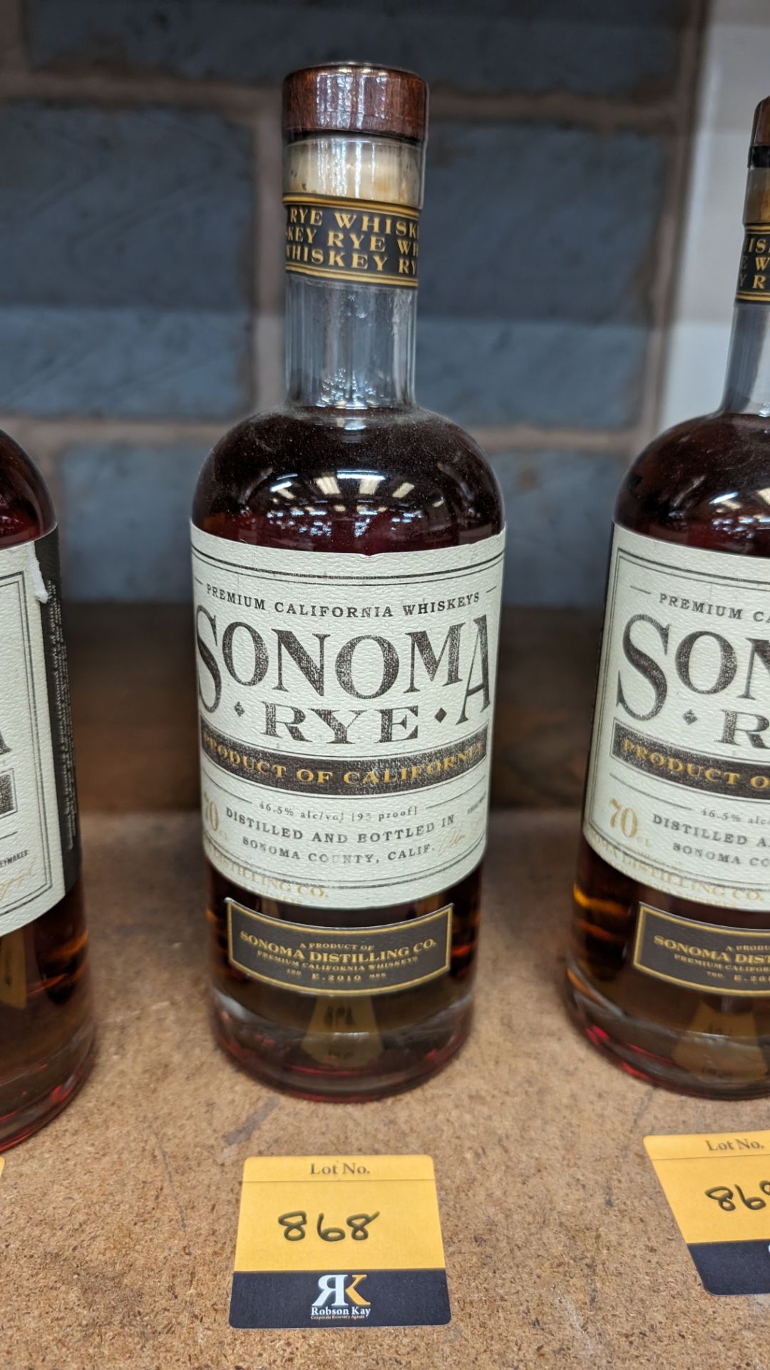 1 off 700ml bottle of Sonoma Rye Whiskey. 46.5% alc/vol (93 proof). Distilled and bottled in Sonom