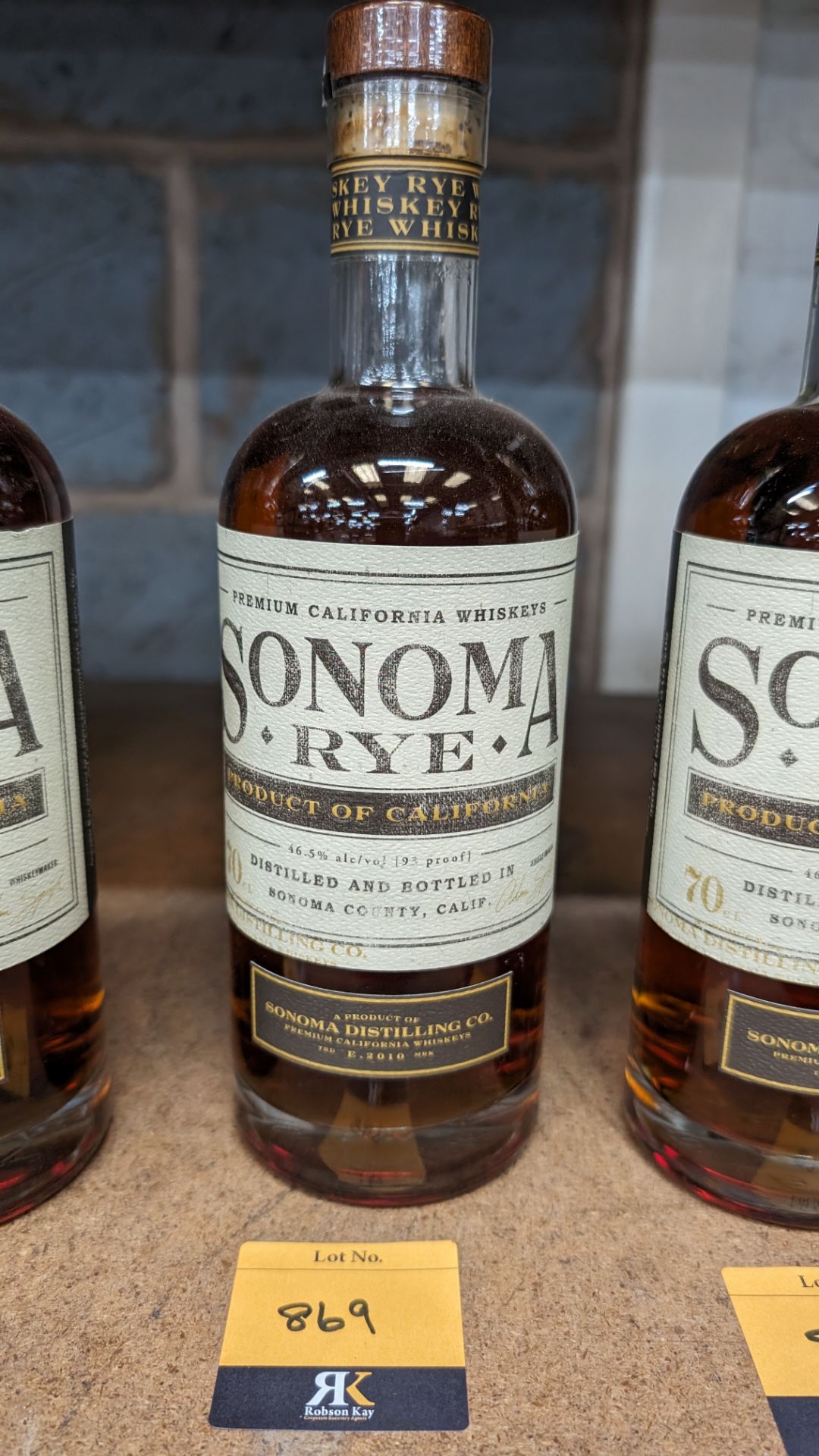 1 off 700ml bottle of Sonoma Rye Whiskey. 46.5% alc/vol (93 proof). Distilled and bottled in Sonom