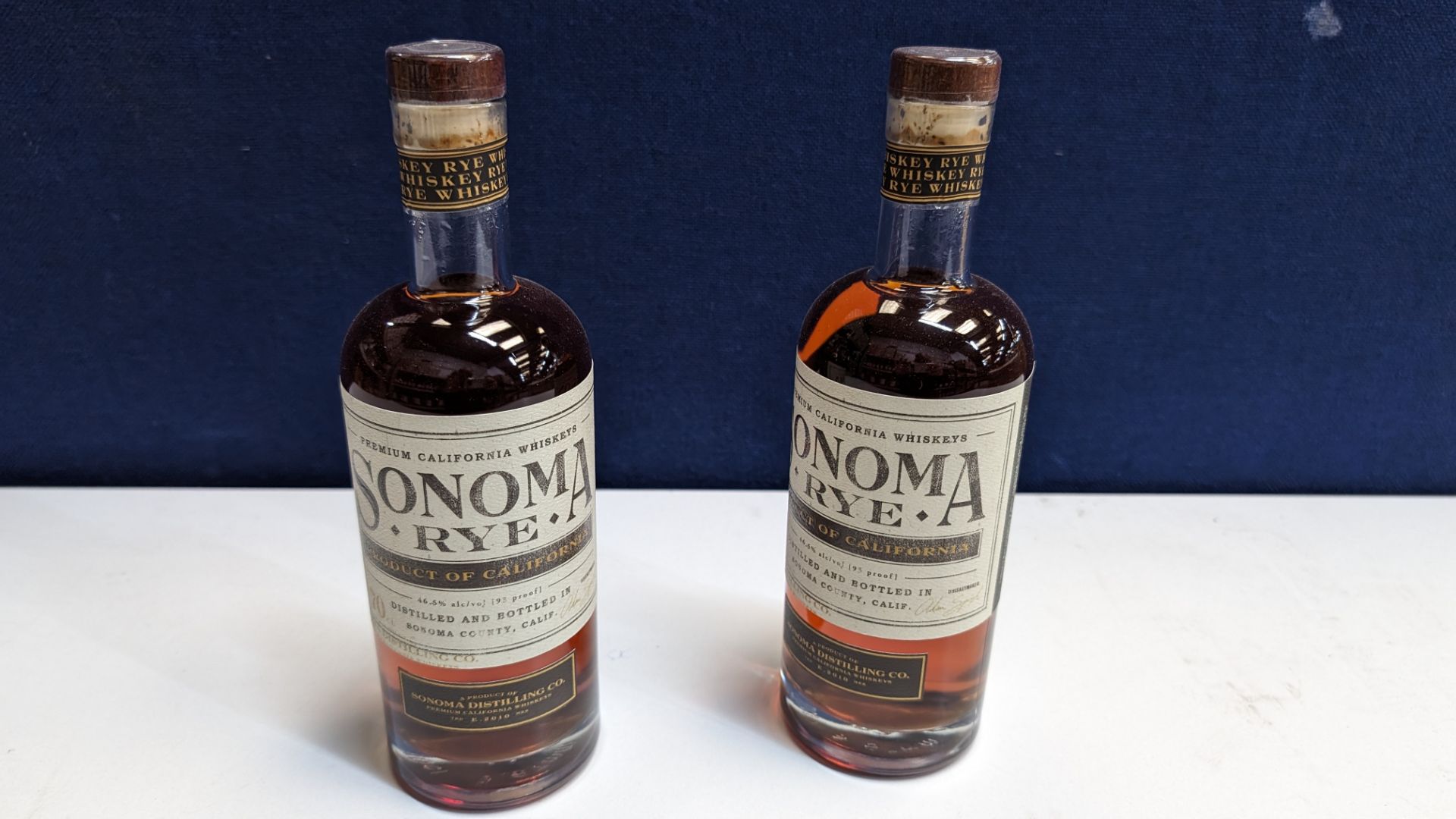 2 off 700ml bottles of Sonoma Rye Whiskey. 46.5% alc/vol (93 proof). Distilled and bottled in Sono