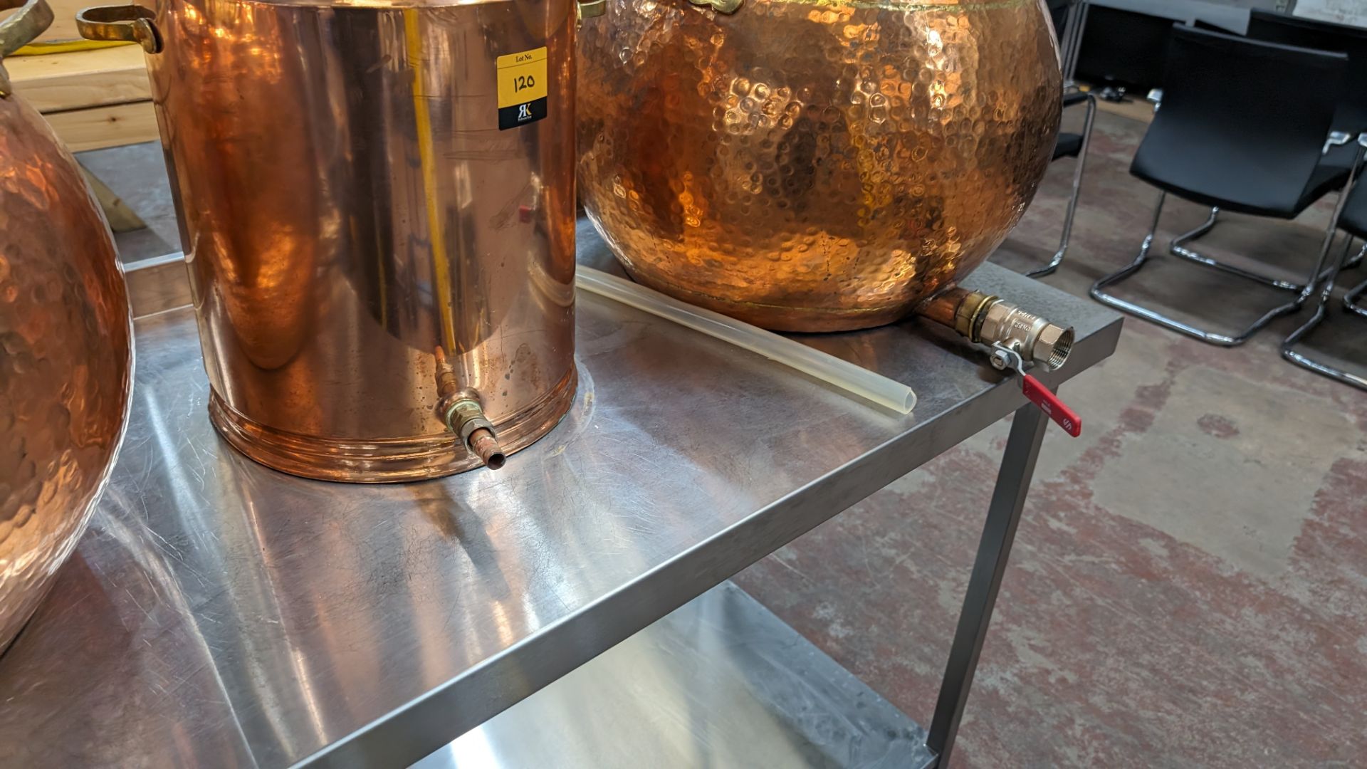 Copper Still with pipework and condenser. Including pressure gauge. Still understood to be 60L cap - Image 9 of 11