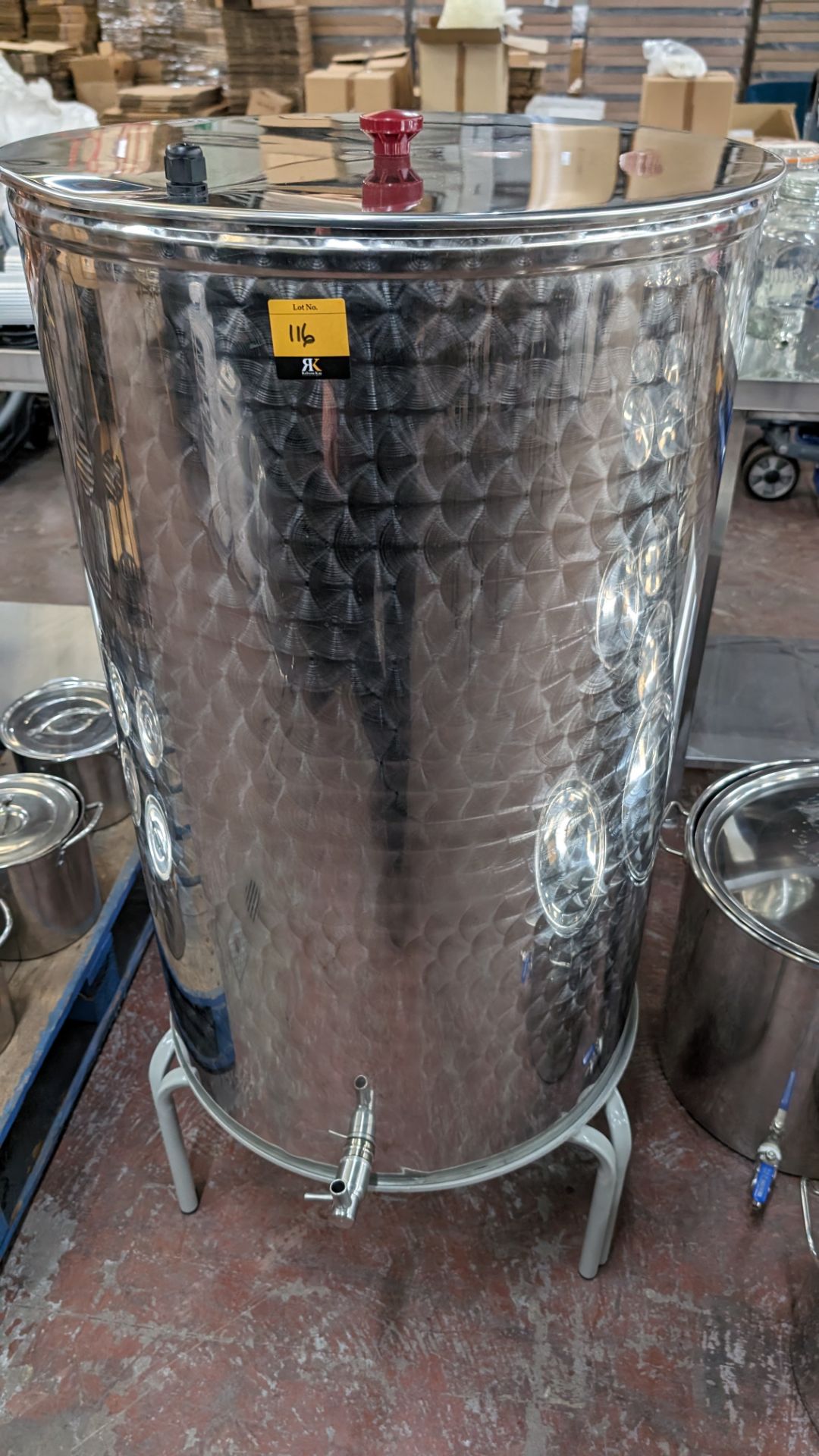 Large stainless steel cylindrical tank with lid. Capacity 300L - Image 2 of 7