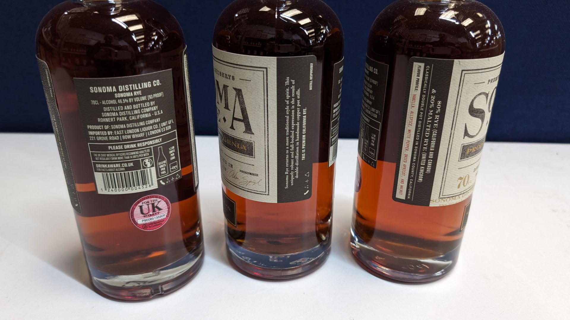 3 off 700ml bottles of Sonoma Rye Whiskey. 46.5% alc/vol (93 proof). Distilled and bottled in Sono - Image 5 of 6