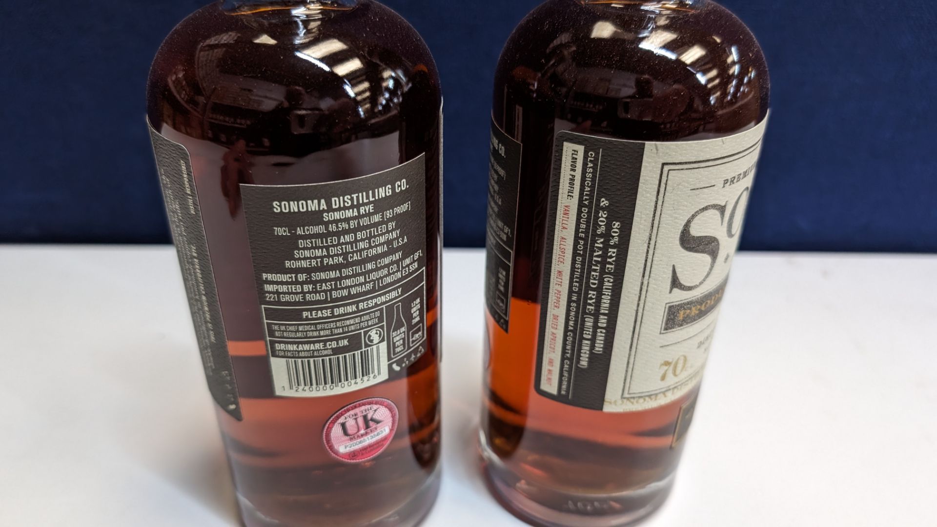 2 off 700ml bottles of Sonoma Rye Whiskey. 46.5% alc/vol (93 proof). Distilled and bottled in Sono - Image 7 of 8