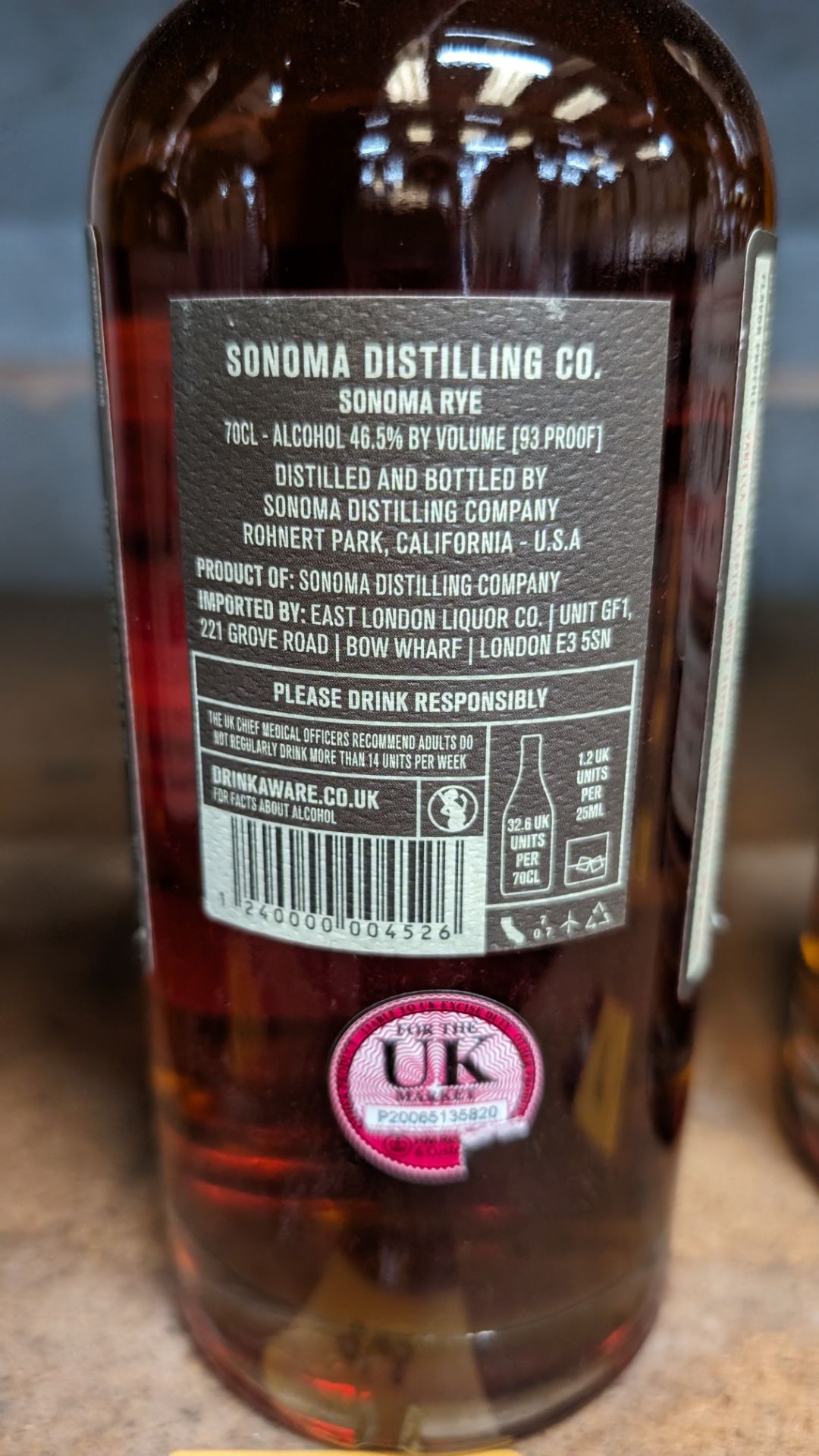 1 off 700ml bottle of Sonoma Rye Whiskey. 46.5% alc/vol (93 proof). Distilled and bottled in Sonom - Image 4 of 5