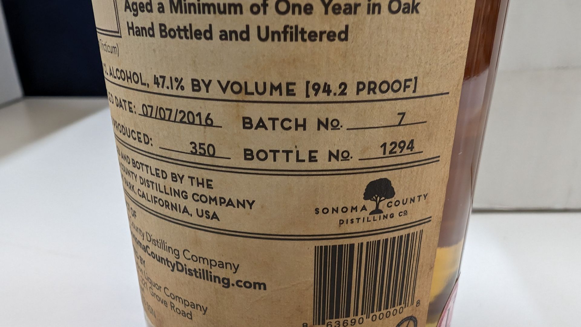 6 off 700ml bottles of Sonoma County 2nd Chance Wheat Double Alembic Pot Distilled Whiskey. In white - Image 7 of 9