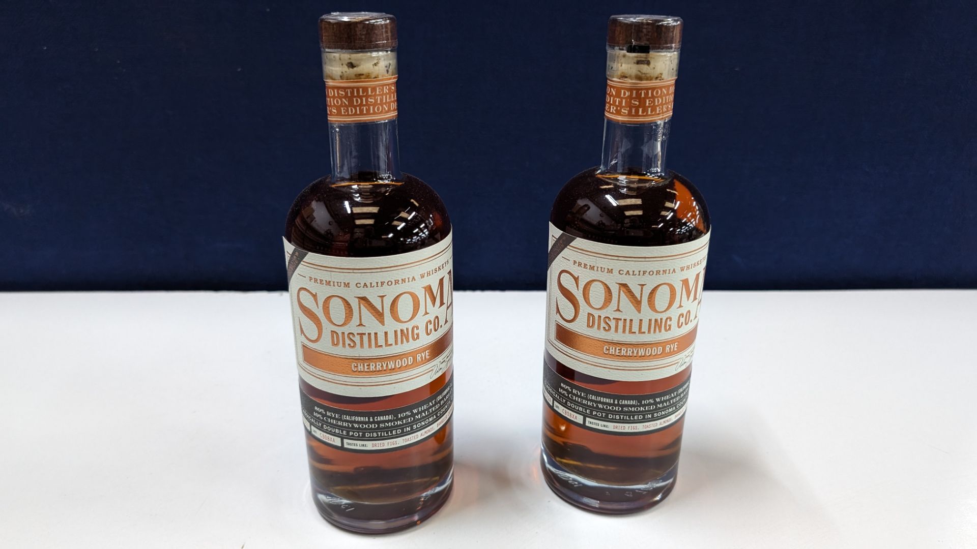 2 off 700ml bottles of Sonoma Cherrywood Rye Whiskey. 47.8% alc/vol (95.6 proof). Distilled and bo