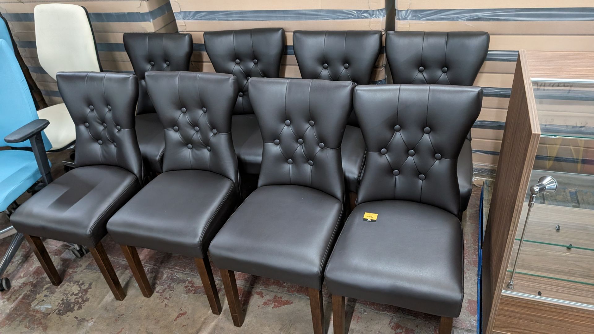 8 off matching pleather dark brown dining chairs - Image 2 of 7