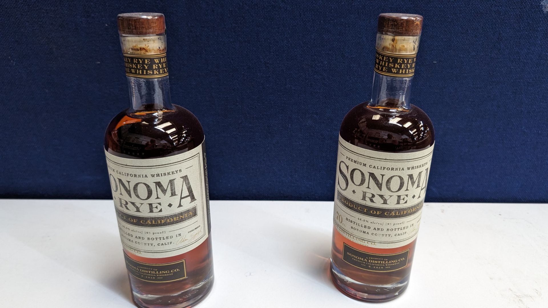 2 off 700ml bottles of Sonoma Rye Whiskey. 46.5% alc/vol (93 proof). Distilled and bottled in Sono