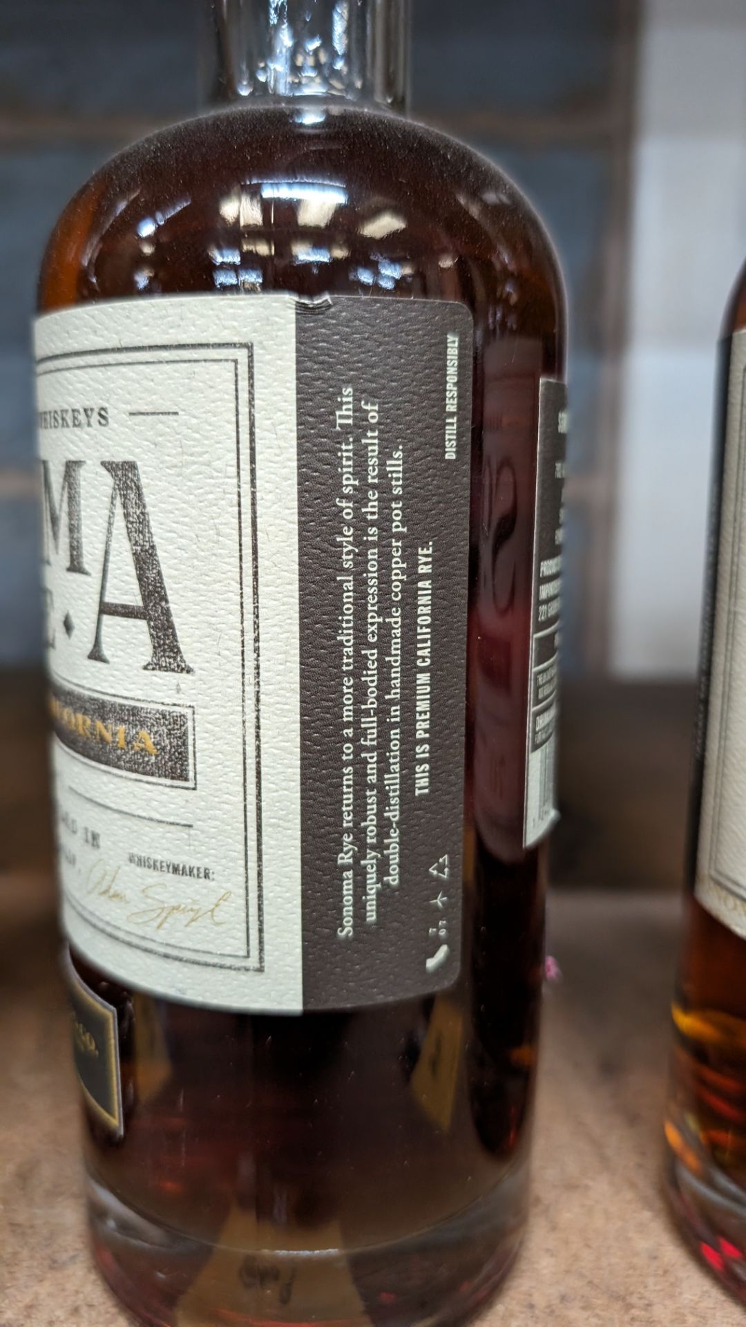 1 off 700ml bottle of Sonoma Rye Whiskey. 46.5% alc/vol (93 proof). Distilled and bottled in Sonom - Image 3 of 5