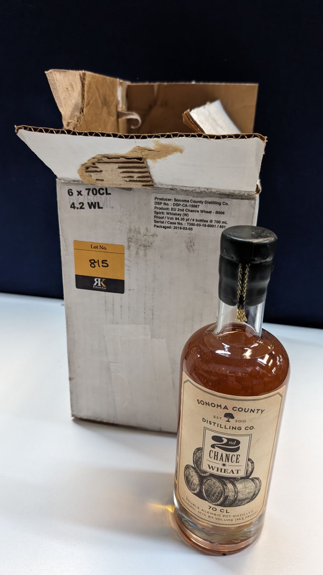 6 off 700ml bottles of Sonoma County 2nd Chance Wheat Double Alembic Pot Distilled Whiskey. In whit - Image 2 of 8