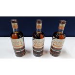 3 off 700ml bottles of Sonoma Cherrywood Rye Whiskey. 47.8% alc/vol (95.6 proof). Distilled and bo