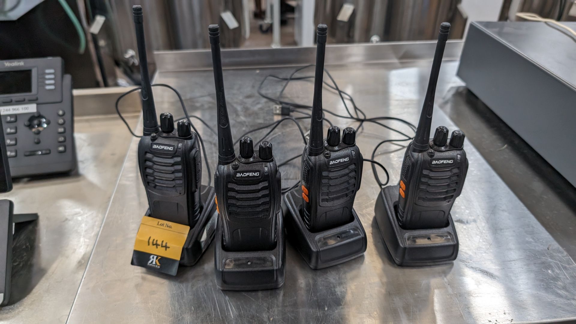 4 off Baofeng walkie-talkies each with their own charging base - Image 2 of 7
