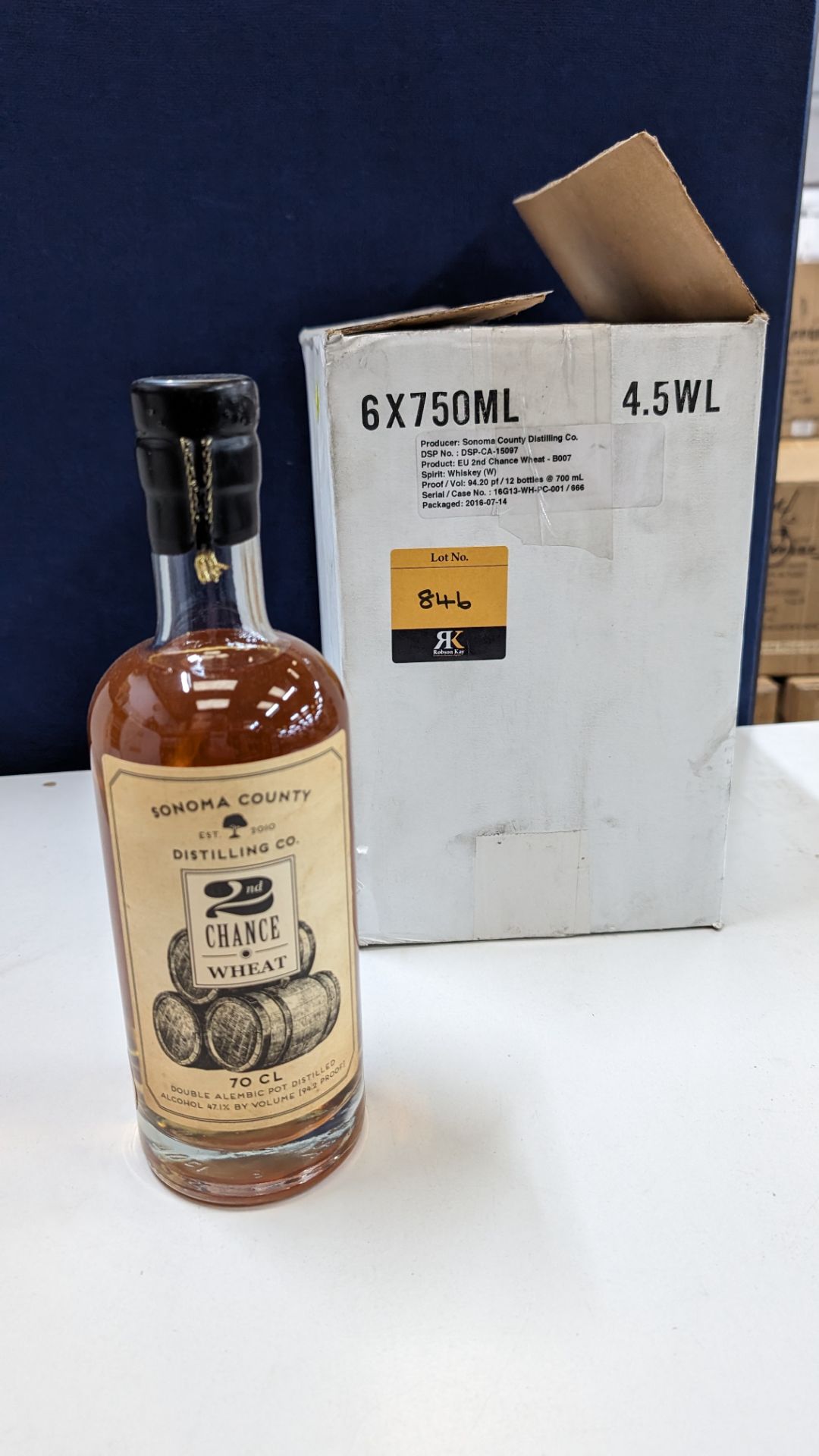 6 off 700ml bottles of Sonoma County 2nd Chance Wheat Double Alembic Pot Distilled Whiskey. In white - Image 2 of 8